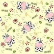 babies hand draw seamless pattern with cows