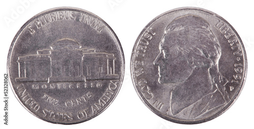 Photo: Isolated Nickel - Both Sides Frontal Isolated Nickel - Both Sides Frontal