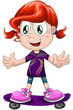 Girl child skater character cartoon style vector illustration