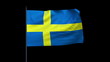 Sweden Flag Waving, Seamless Loop, Alpha