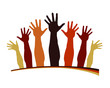 Happy hands with copy space vector.
