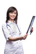 doctor holding and make analysis x-ray roentgen