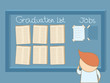 graduated man looking for a job on board
