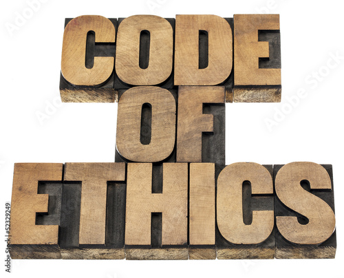 Photo: code of ethics in wood type code of ethics in wood type