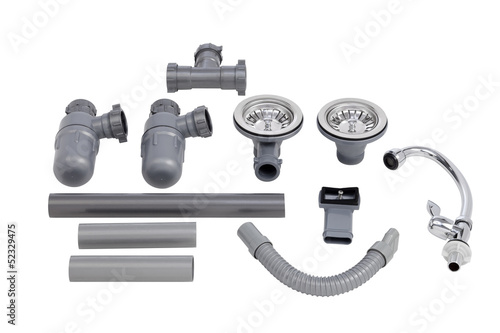 Photo: The accesories of kitchen sink isolated on white background The accesories of kitchen sink isolated on white background
