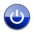 Power button icon glossy blue, isolated on white background