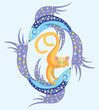 Constellation of fish and star cat.