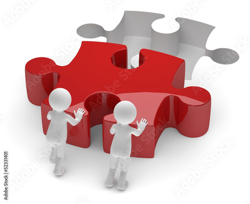 Illustration: Teamwork rotes puzzle Teamwork rotes puzzle