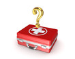 Golden query mark on a medical suitcase.