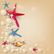 Vintage holiday banner with pearls and starfishes and place for