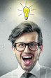 Man with light bulb over the head