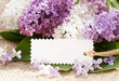 canvas print picture - Fliederblüten mit Schild