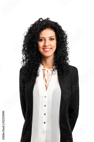 Photo: Young businesswoman isolated on white Young businesswoman isolated on white