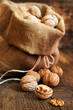 walnuts in a burlap bag