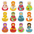 Set of isolated Russian dolls matrioshka