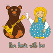 Background with Russian doll and bear