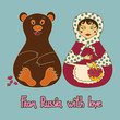 Background with Russian doll and bear