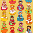Seamless pattern of Russian dolls matrioshka