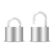 Padlock Icon. Open And Closed. Isolated On White. Vector Illustr