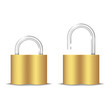 Padlock Icon. Open And Closed. Isolated On White. Vector Illustr
