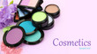 Beautiful bright eye shadows on pink background