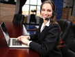 Call center operator at work.