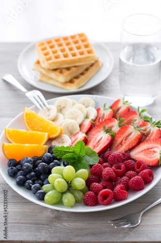 Photo: Obstteller mit Waffeln Obstteller mit Waffeln