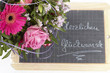 canvas print picture - Blumenstrauss mit Gerbera und Rosen