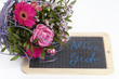 canvas print picture - Blumenstrauss mit Gerbera und Rosen