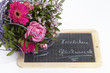 canvas print picture - Blumenstrauss mit Gerbera und Rosen