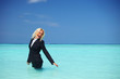 business woman in ocean