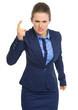 Angry business woman threatening with finger