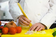 Chef hands with pasta en vegetables