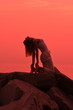 Yoga Pose at Sunset on the beach