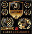 Anniversary golden labels set, shield concept