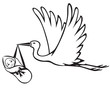 Stork with baby