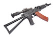 Kalashnikov AK with optical sight on white