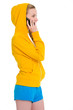 Happy teenager girl talking cell phone