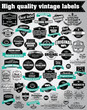 Set of vintage retro labels, stamps, ribbons, marks, vector
