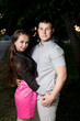 Young couple in love side view