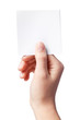 Hand of women holding blank paper label