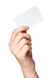 Hand of women holding blank paper label