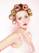 Photo: sexy woman in underwear curlers with beads sexy woman in underwear curlers with beads