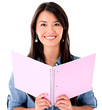 Female student with a notebook