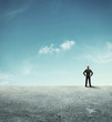 Businessman observing the desert landscape