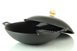 Black wok pan isolated on white