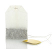 Tea bag isolated on white.