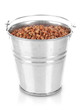 Bucket with grains isolated on white