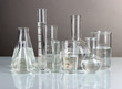 Test tubes on gray background