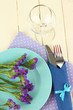 Table serving on a wooden background